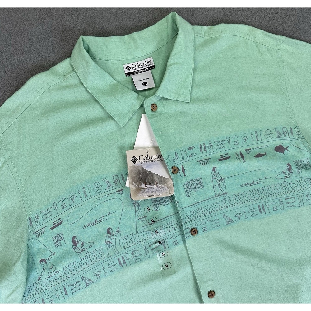 Columbia Mint Green Short-Sleeve Button-Down with Nautical Print